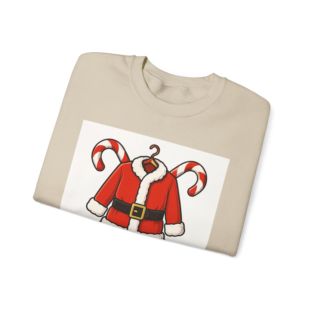 Christmas Sweatshirt — Santa Suit Front & “Santa Is Here For You” Back Holiday Crewneck