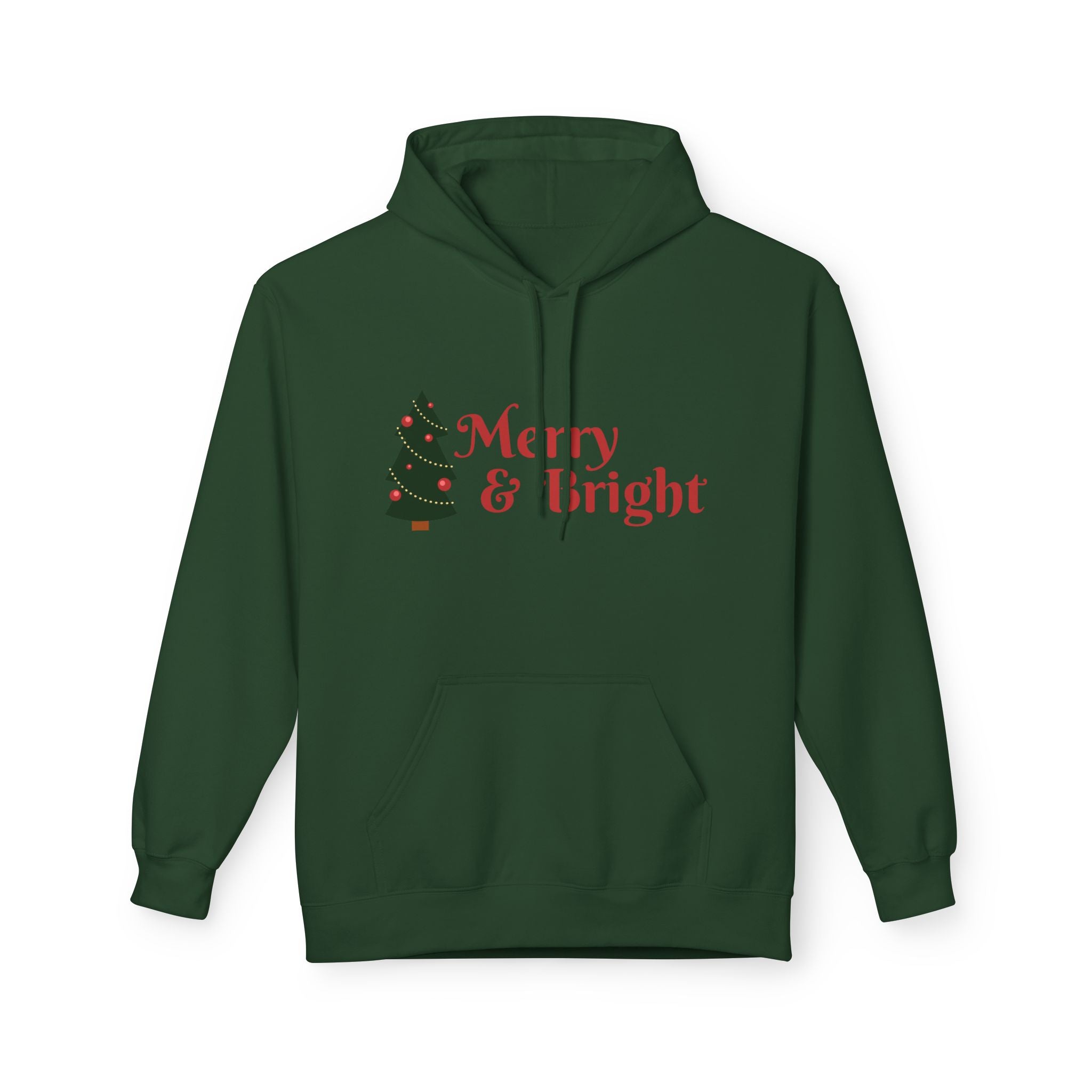 Merry & Bright Christmas Hoodie — Joyful Script Holiday Sweatshirt