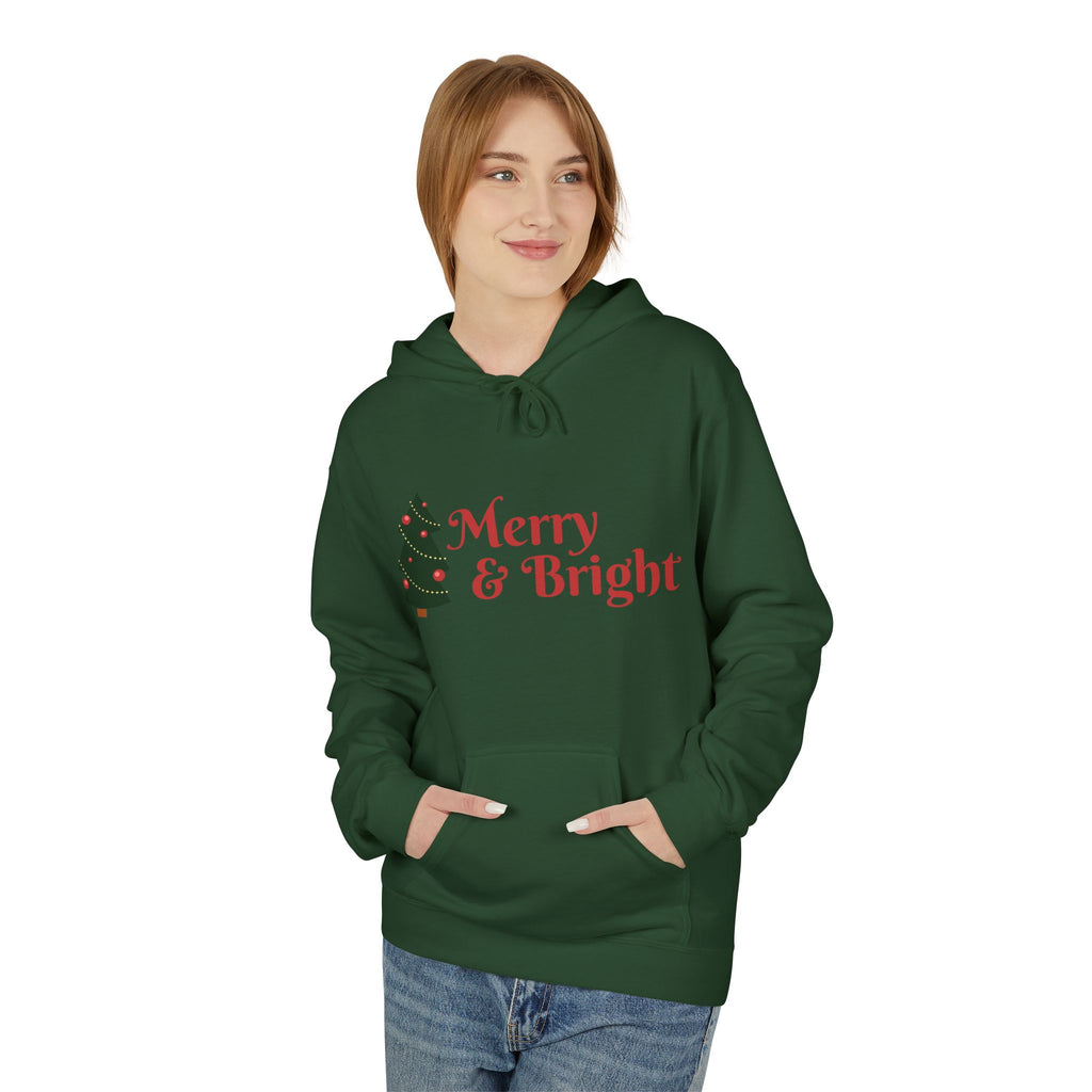 Merry & Bright Christmas Hoodie — Joyful Script Holiday Sweatshirt