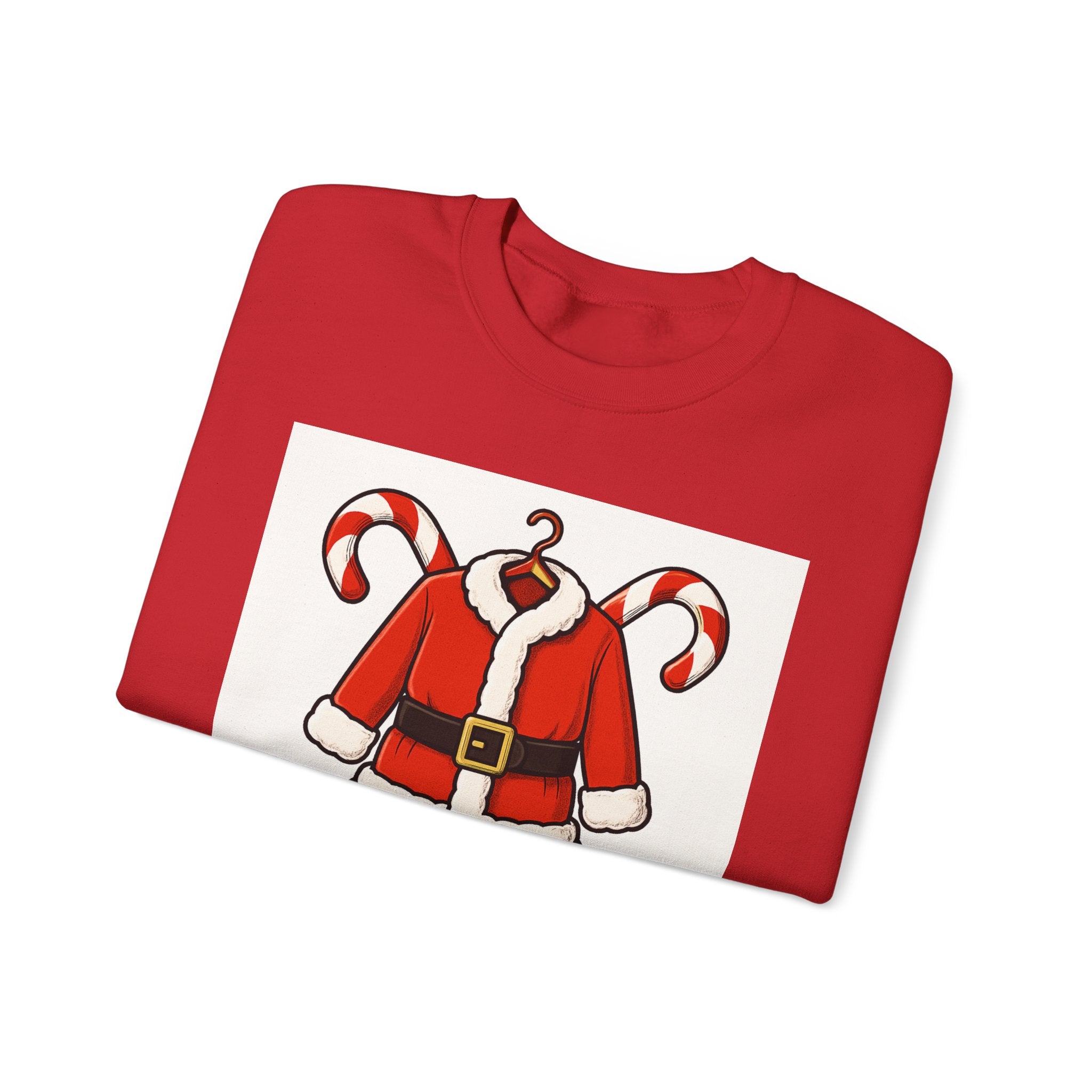 Christmas Sweatshirt — Santa Suit Front & “Santa Is Here For You” Back Holiday Crewneck