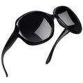 Trendy Oversized Polarized Sunglasses for Women - UV Protective Driving Shades (Black)