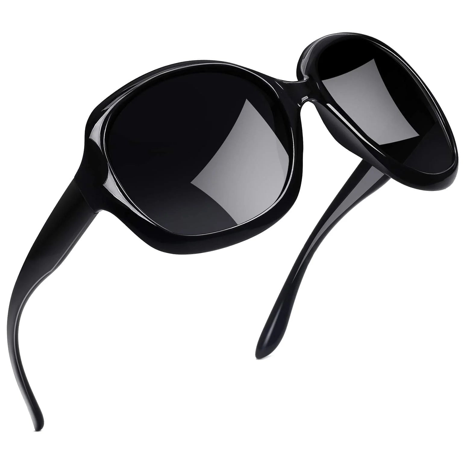 Trendy Oversized Polarized Sunglasses for Women - UV Protective Driving Shades (Black)
