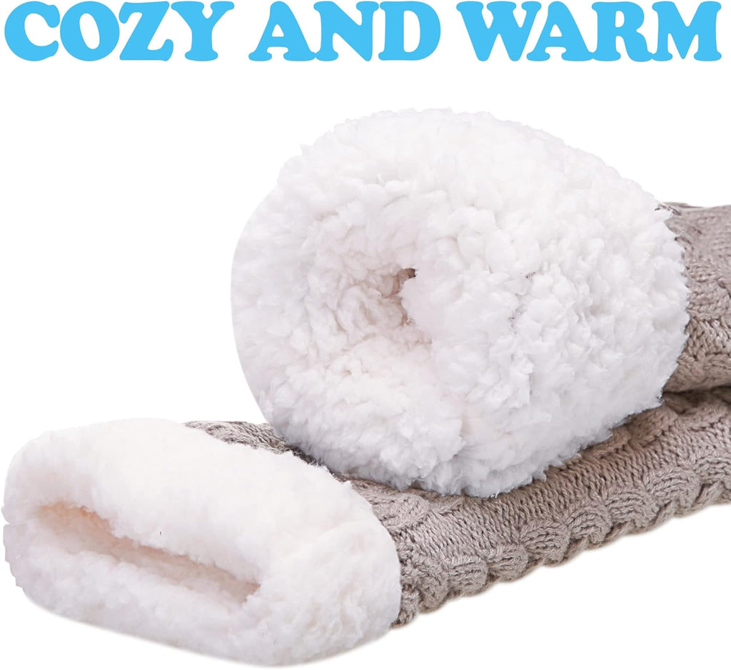Women's Winter Fleece-Lined Cozy Slipper Socks with Grippers