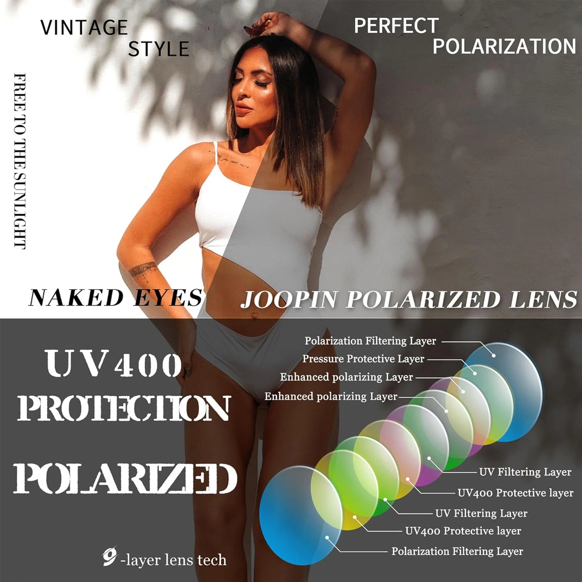 Trendy Oversized Polarized Sunglasses for Women - UV Protective Driving Shades (Black)