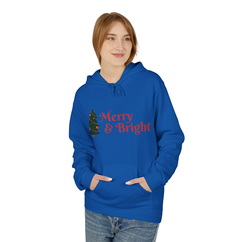 Merry & Bright Christmas Hoodie — Joyful Script Holiday Sweatshirt