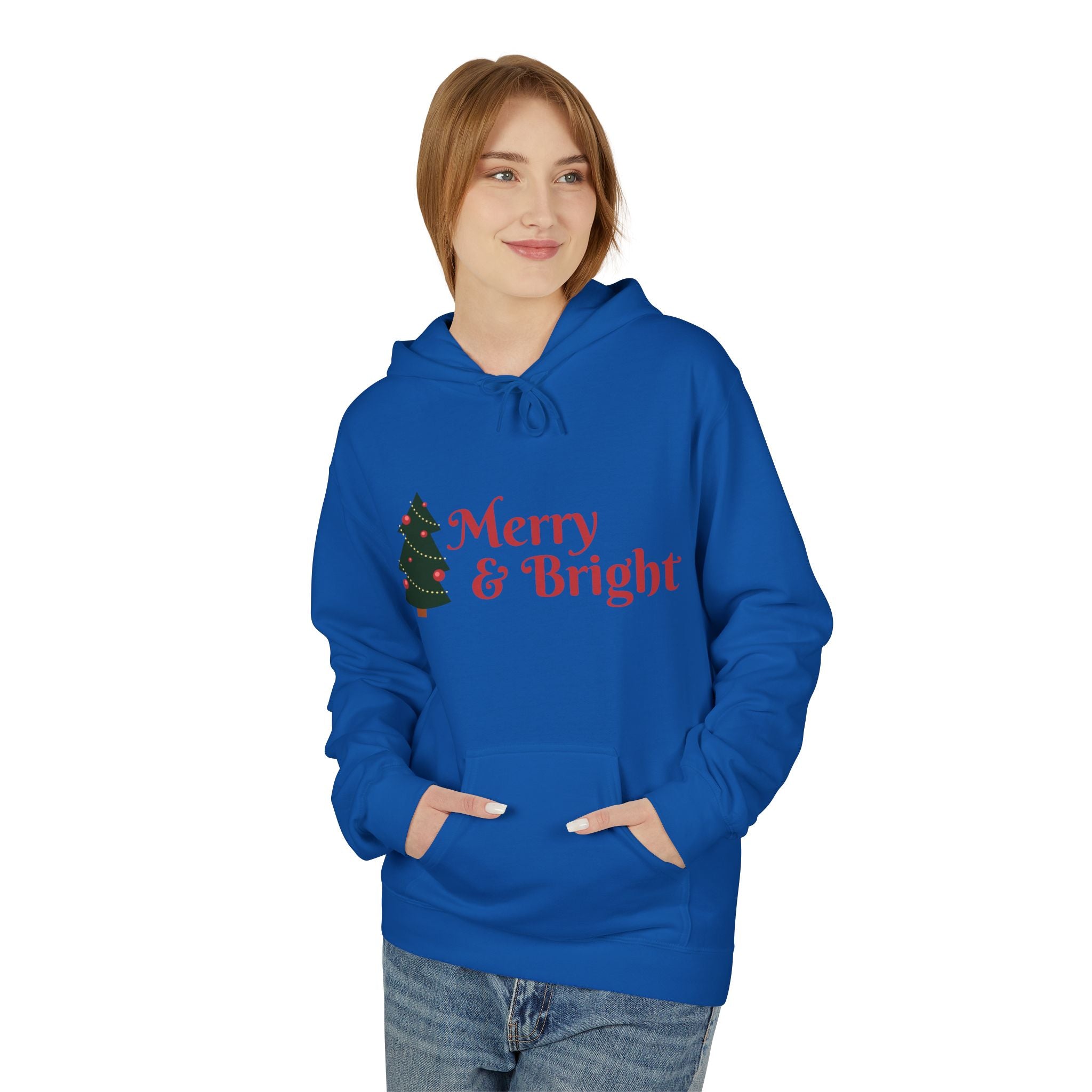 Merry & Bright Christmas Hoodie — Joyful Script Holiday Sweatshirt