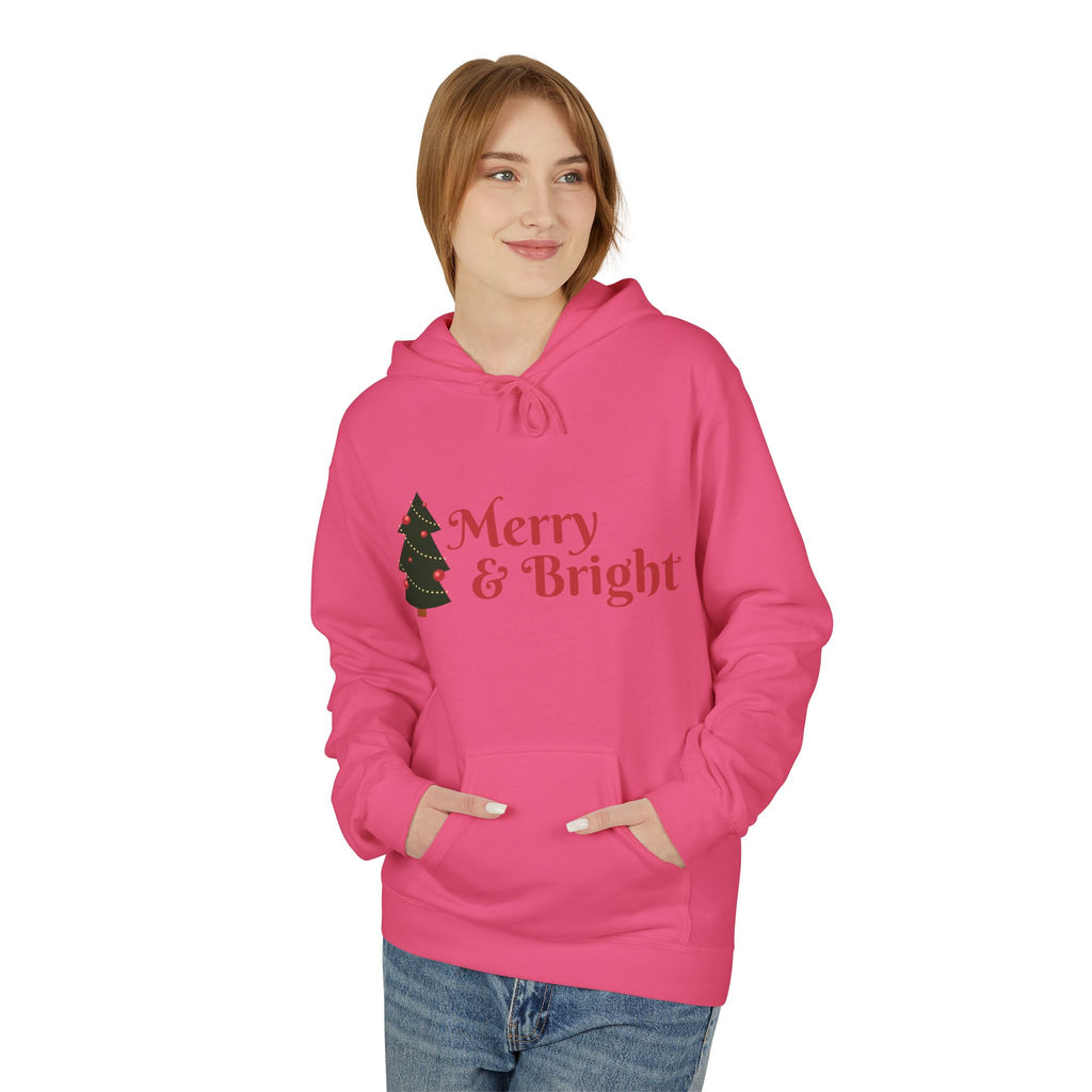 Merry & Bright Christmas Hoodie — Joyful Script Holiday Sweatshirt