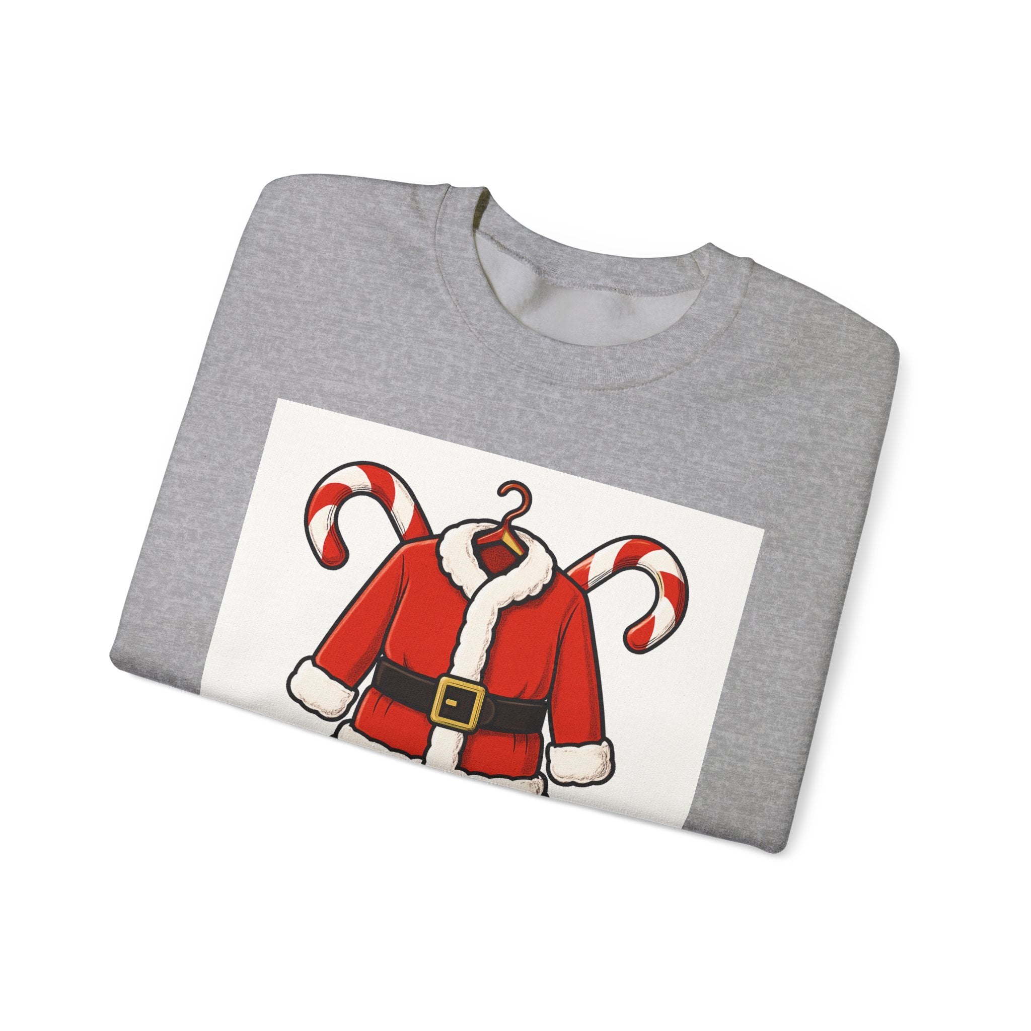 Christmas Sweatshirt — Santa Suit Front & “Santa Is Here For You” Back Holiday Crewneck