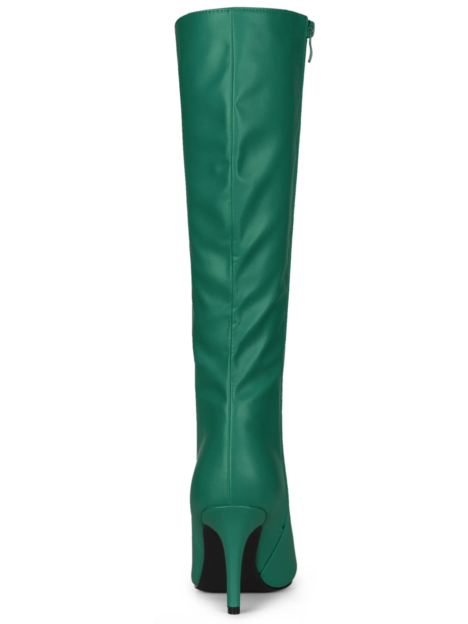 Women'S Boot Pointed Toe Side Zipper Stiletto Heel Knee High Boots Dark Green 8