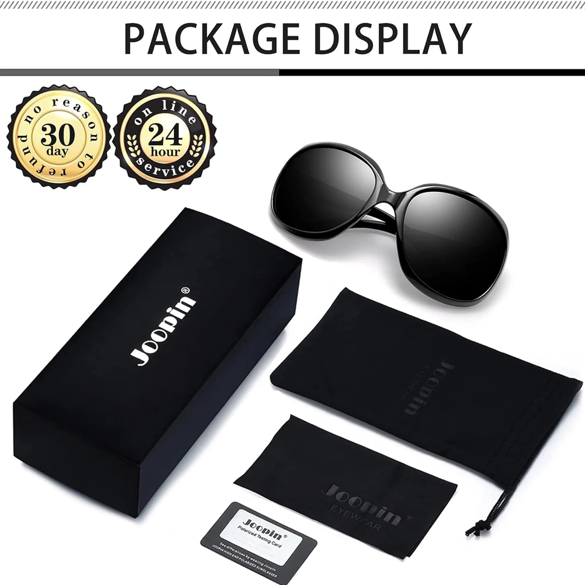 Trendy Oversized Polarized Sunglasses for Women - UV Protective Driving Shades (Black)